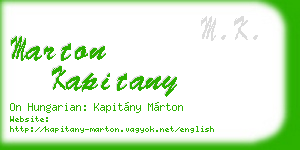 marton kapitany business card